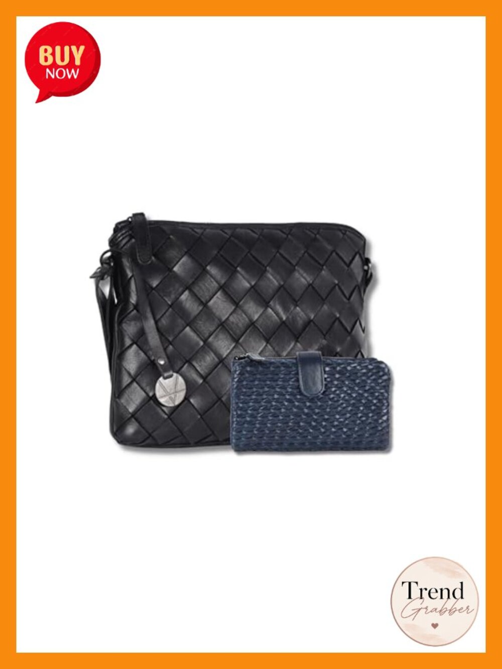 Genuine Leather Crossbody Bag and Wallet Set for Women Zipper Coin Purse